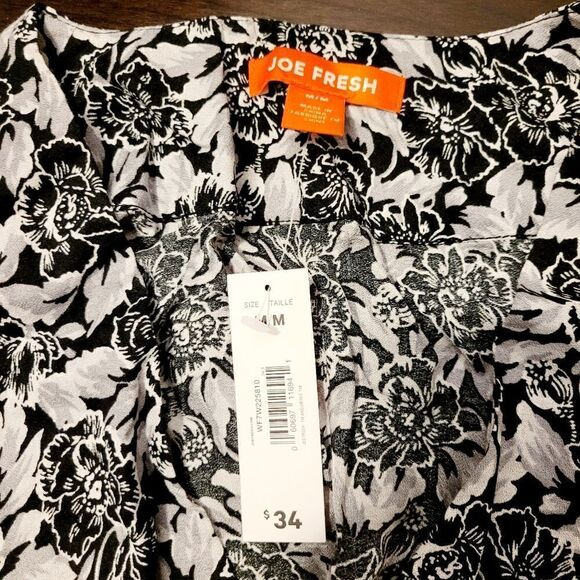 2/$20 Brand new Joe Fresh black & white floral pattern top blouse - Picture 3 of 4